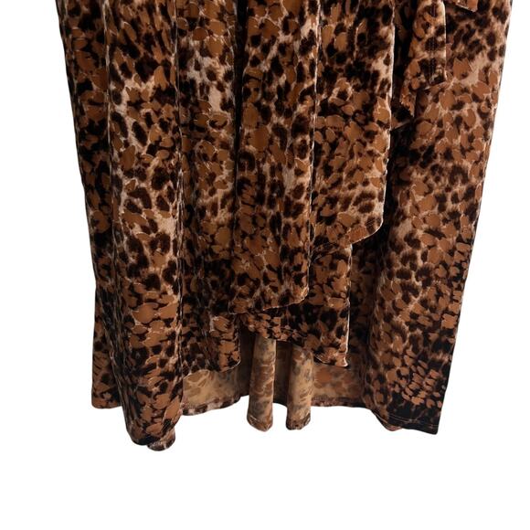 Nurture by Westbound Woman Velvet Maxi Dress 3X Brown Animal Print High Low Hem - Picture 4 of 10